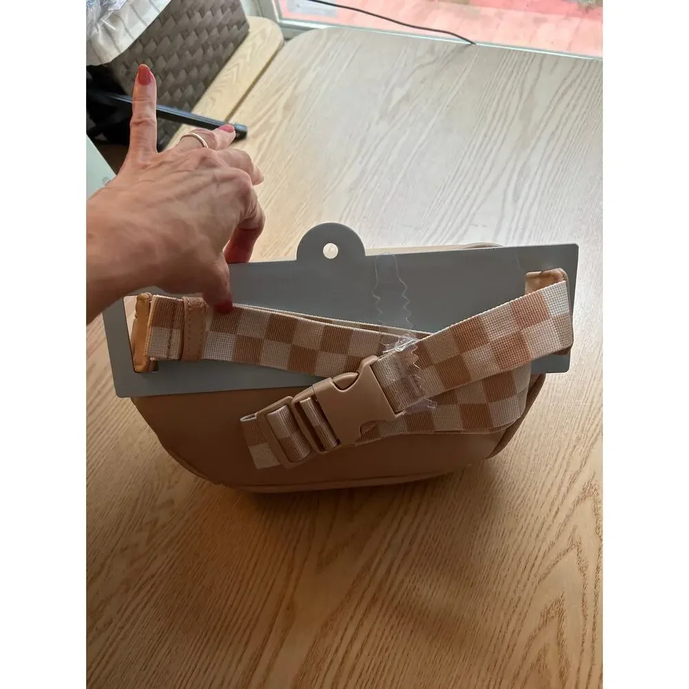 New Cloud Island Diaper Sling fanny pack Pearl/Tan Leather Look 10.5